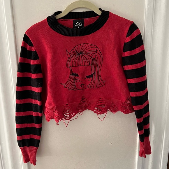 Valfré Lucy Devilish Knit Distressed Cropped Sweater - Picture 2 of 4